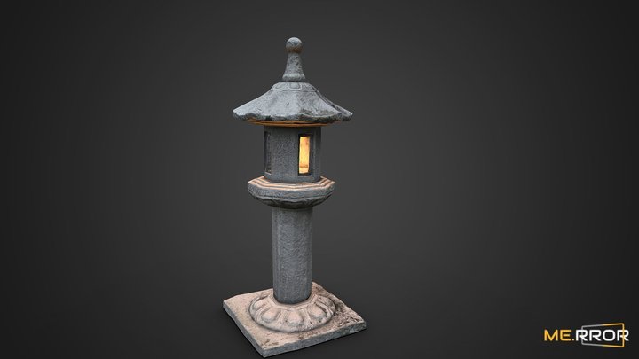 [Game-Ready] Tall Stone Lantern Photogrametry 3D Model