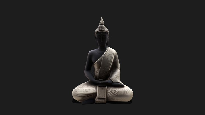 Ancient Gautama Buddha Statue 3D Model