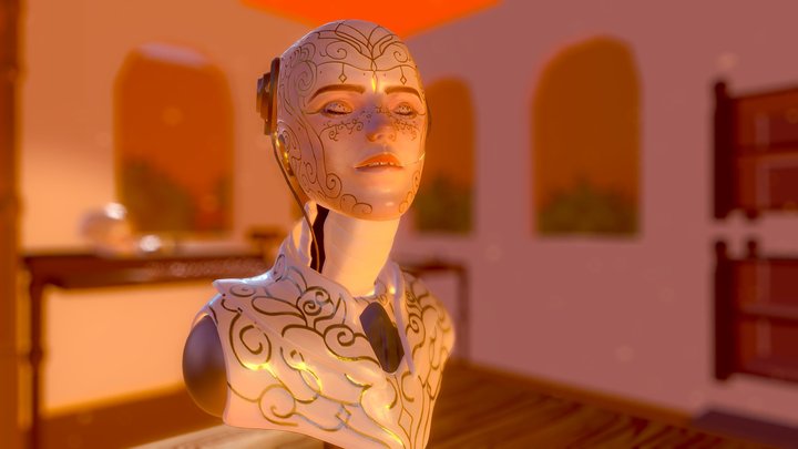 Porcelain Robot Bust 3D Model