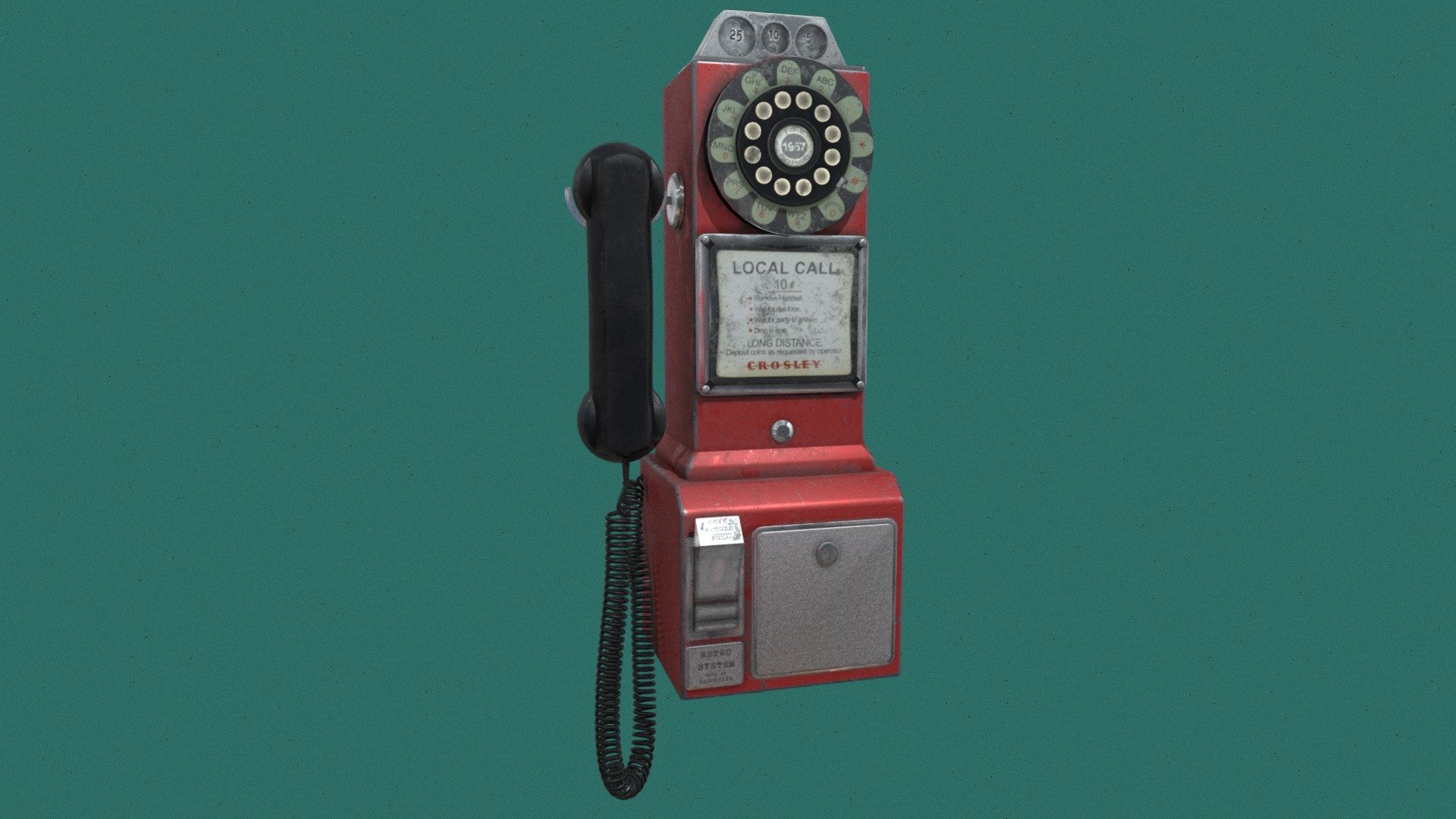 Old red payphone - Download Free 3D model by dashkilya [60a624c ...