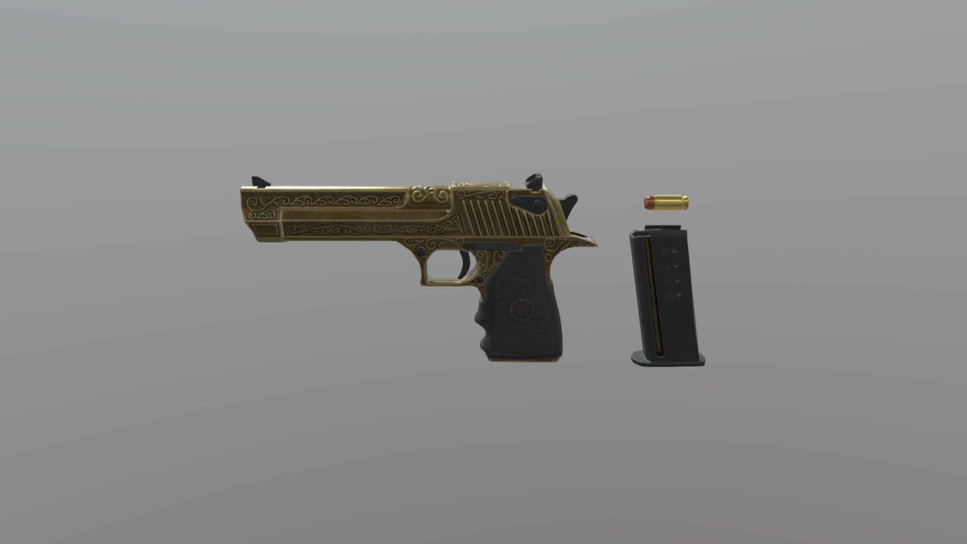 Golden Desert Eagle - 3D model by Joel (@JoelKilb) [60a8d37] - Sketchfab