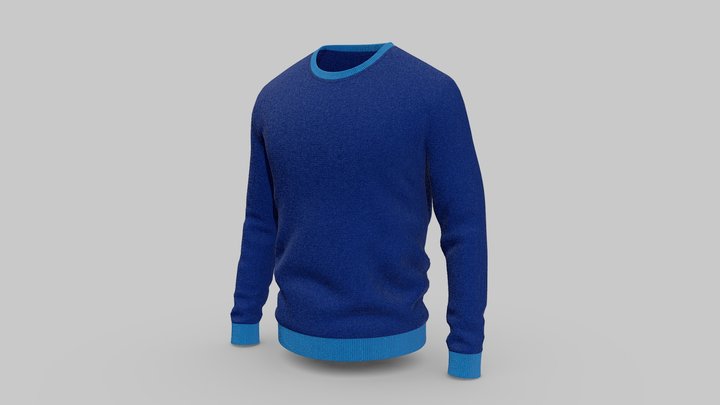 Sweater Full Sleeves Blue 3D Model