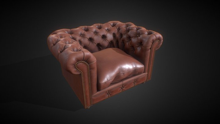 Classic Leather Armchair (High-Poly) 3D Model