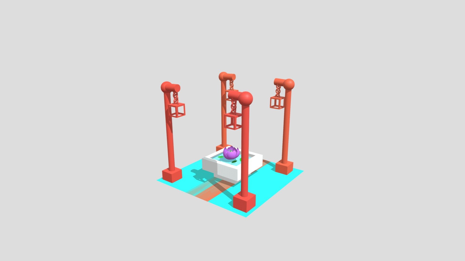 Fish tank with four light towers