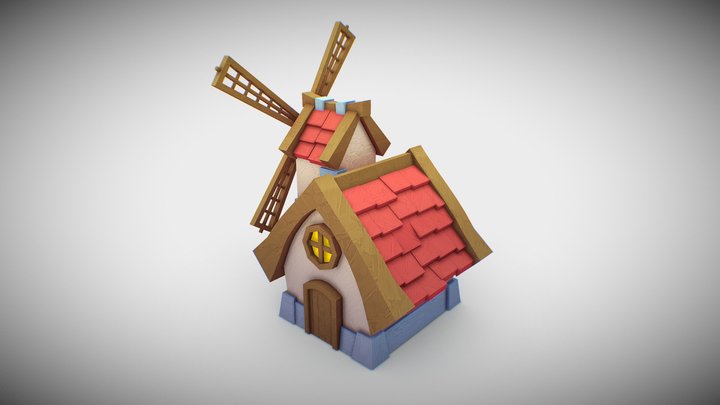 Lowpoly Handpainted Windmill 3D Model