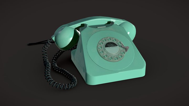Corded Retro Phone 3D Model