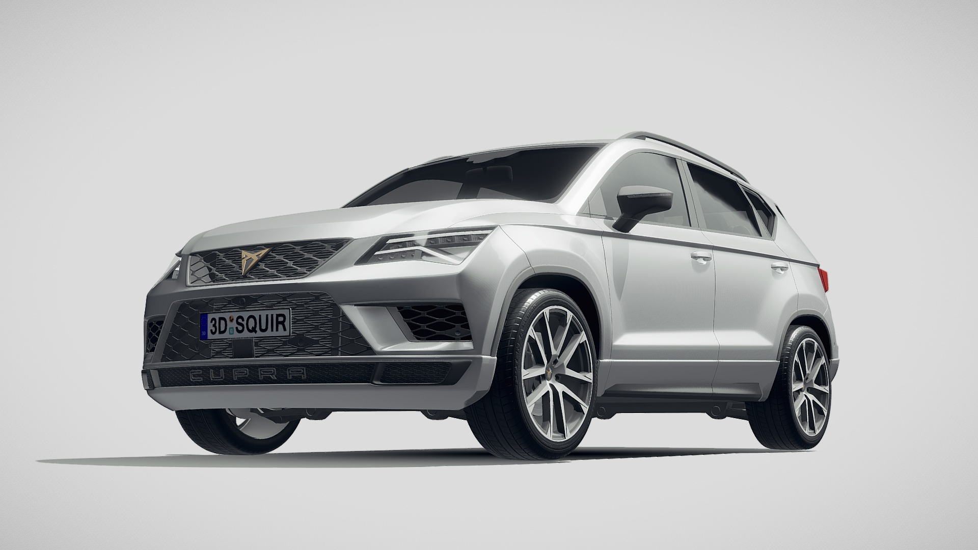 3D model Seat Ateca Cupra 2019 - This is a 3D model of the Seat Ateca Cupra 2019. The 3D model is about a silver car with a white background.