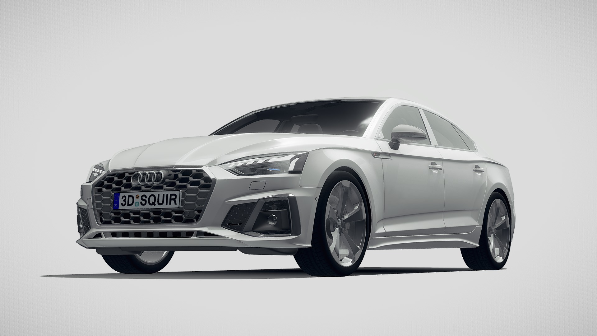 3D model Audi A5 Sportback S-line 2020 - This is a 3D model of the Audi A5 Sportback S-line 2020. The 3D model is about a silver car with a black background.