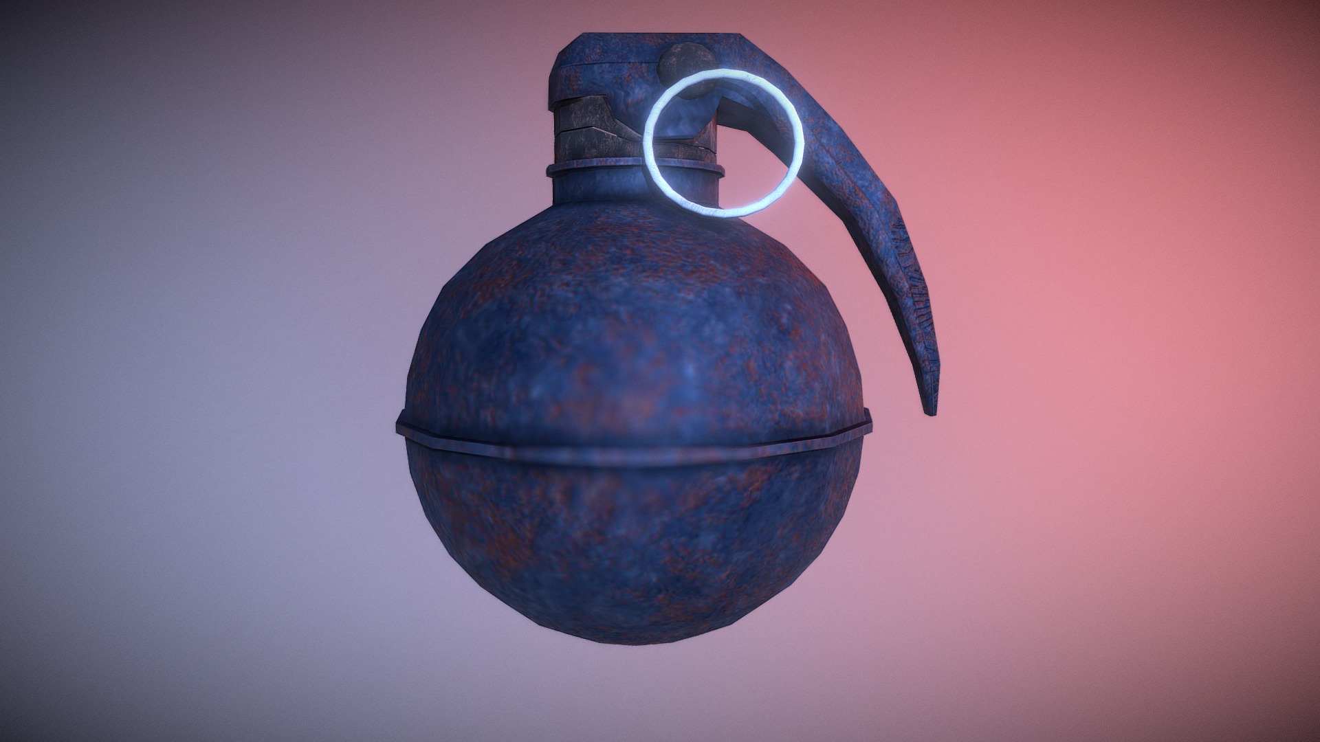 3D model Grenade_Low poly _PBR_.gltf - This is a 3D model of the Grenade_Low poly _PBR_.gltf. The 3D model is about a purple teapot on a pink background.