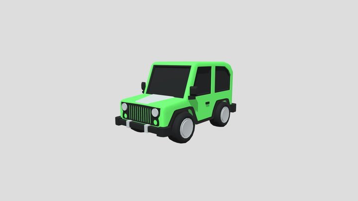 Cartoon Jeep Low Poly 3D Model