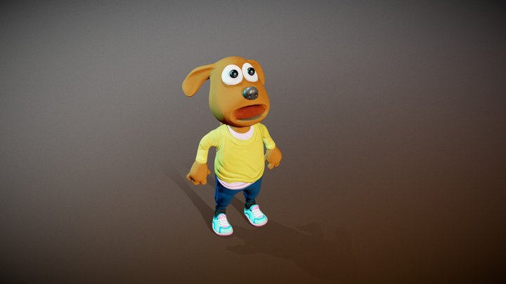 Cartoon Dog in Tracksuit 3D Model