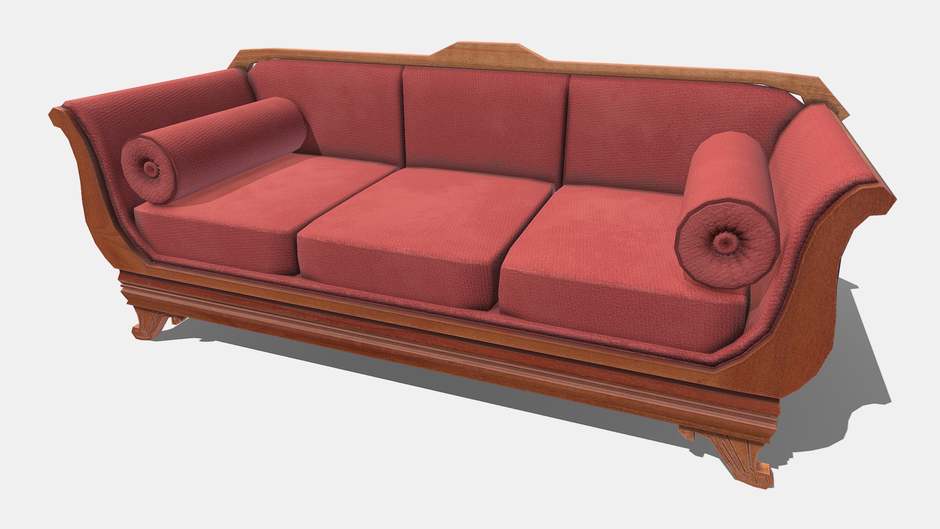 3D model Grand Couch - This is a 3D model of the Grand Couch. The 3D model is about a red couch with a pink pillow.