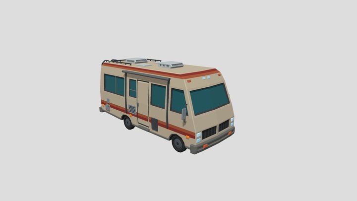 Stylized Low-Poly Camper Van 3D Model