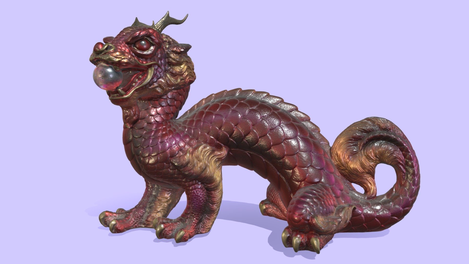 Red Dragon Art Statue
