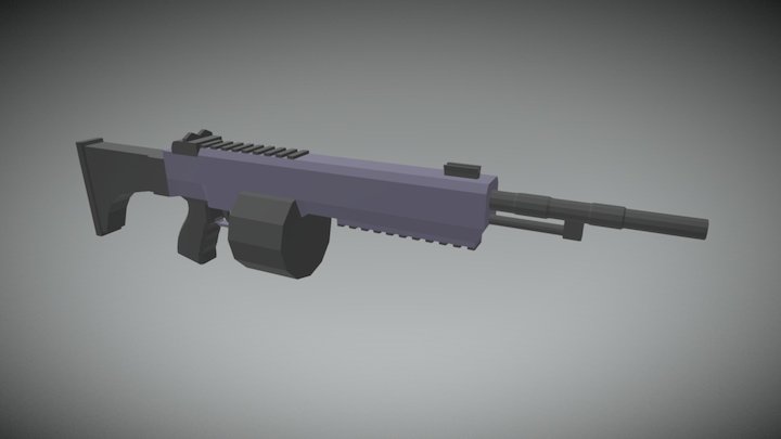 Low Poly - Futuristic LMG 3D Model