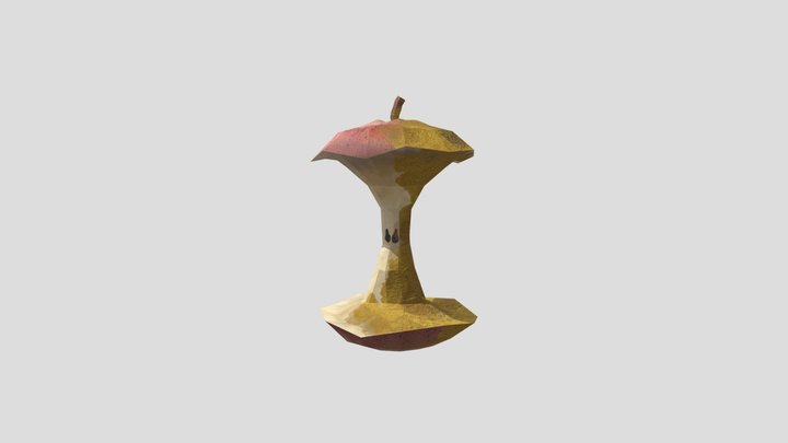 Low Poly Apple Core 3D Model