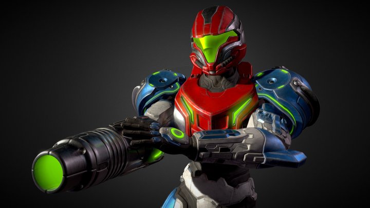 Spartan Samus Dread Blue 3D Model