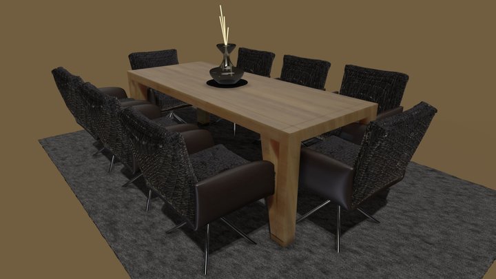 Conference Meeting Table and Chairs 3D Model