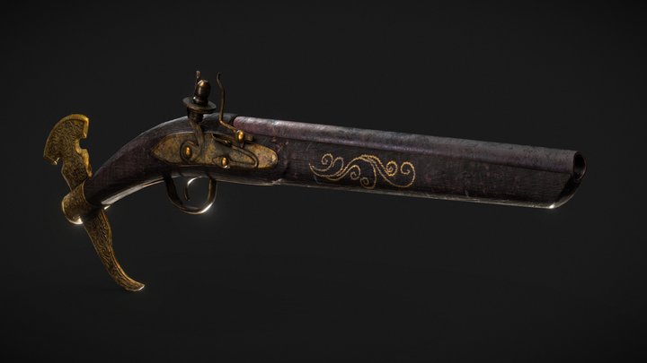 Vintage Persian Gun (Flintlock) 3D Model