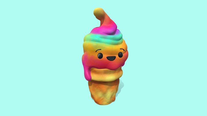 Kawaii Rainbow Ice Cream – Free 3D