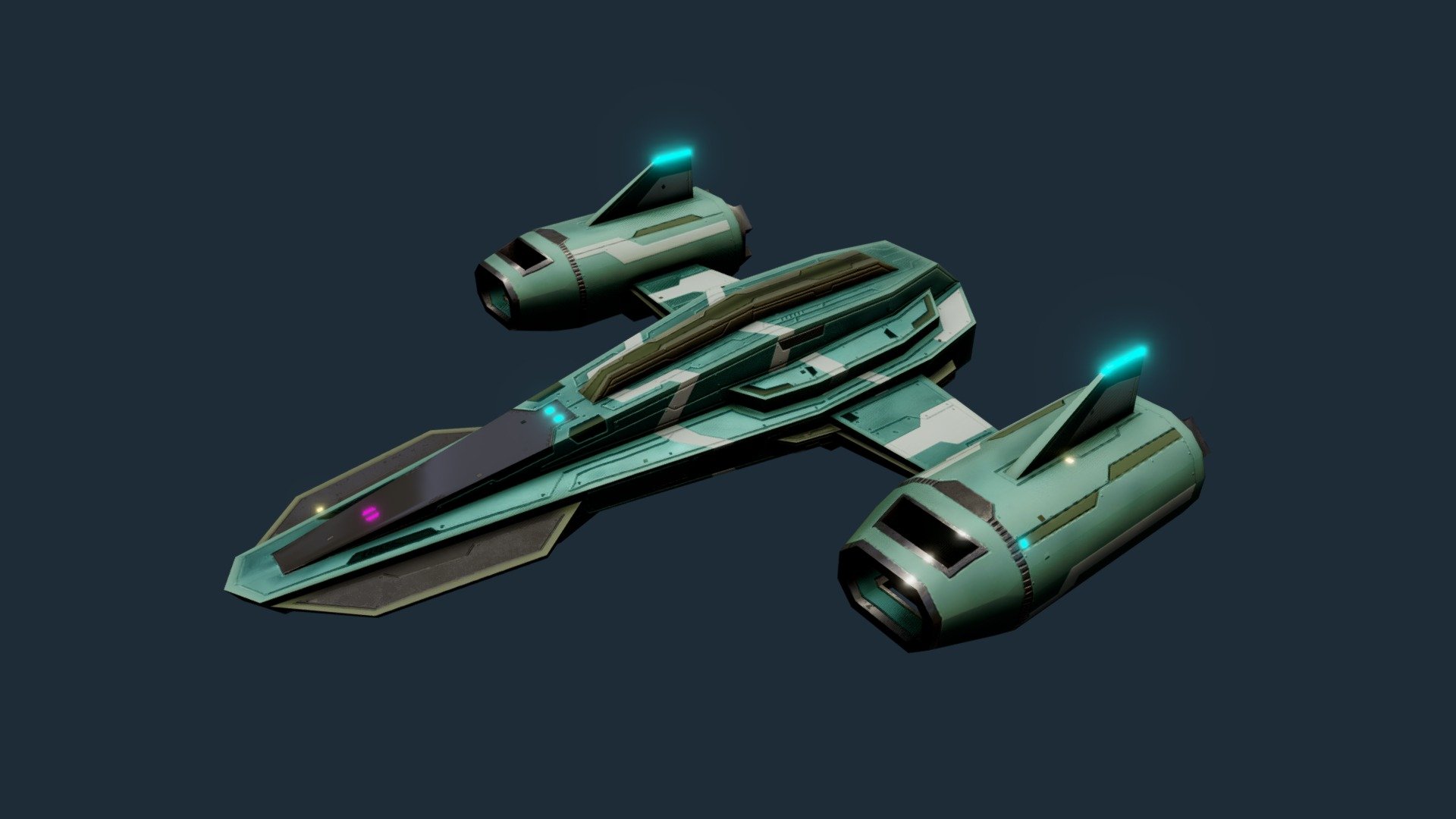 Lowpoly Spaceship Fighter Ready Game Asset