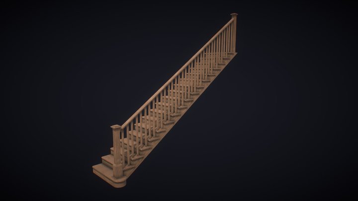 Modular Wooden Stairs - Game Ready Asset 3D Model