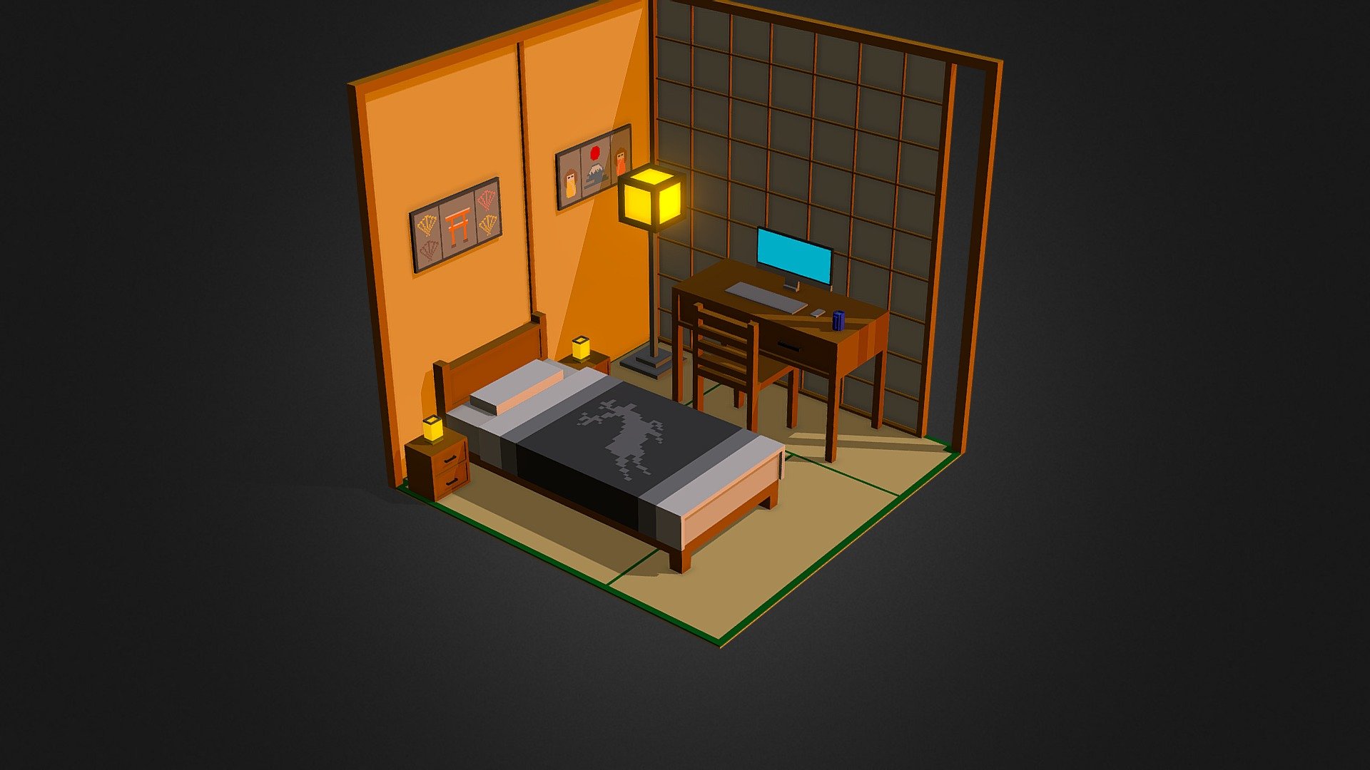 Japanese Style Bedroom Download Free 3d Model By Luzhen [60ea08a