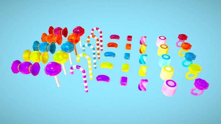 Low Poly Stylized Candy Pack 3D Model