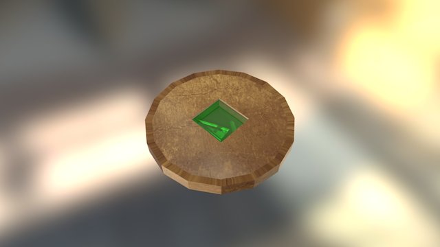 Cooper coin with emerald. 3D Model