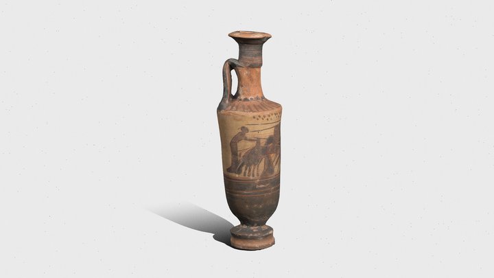 Lekythos, Attic black figure, white ground 3D Model