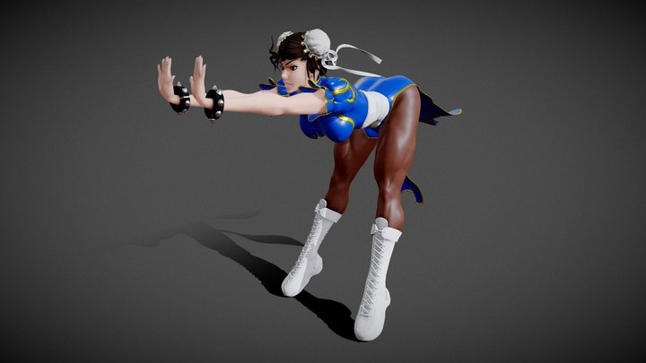 Chun Li Kikoken Street Fighter fan art 3D Model