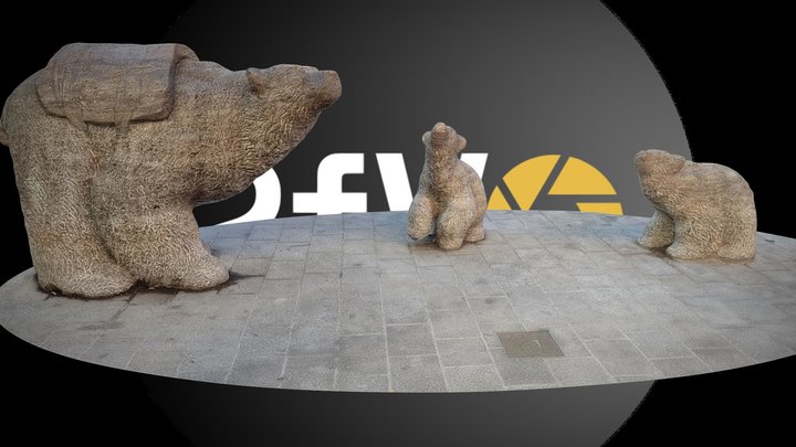 Stone bears sculpture 3D Model