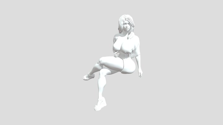 Woman Wearing Heels Skirt Sitting 3D Print Model 3D Model