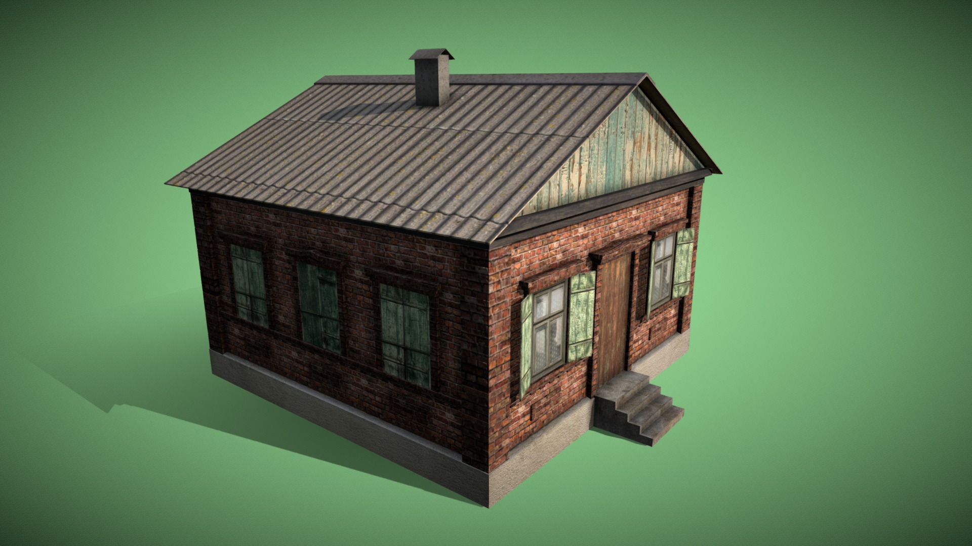 3D model Village House Brick - This is a 3D model of the Village House Brick. The 3D model is about a small house with a chimney.