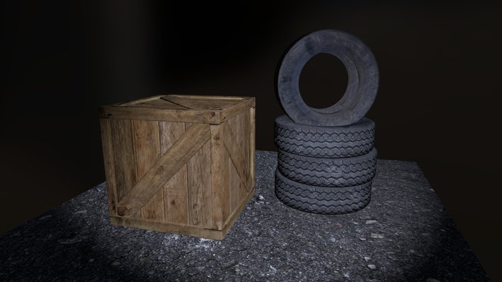 Box And Tires 3D Model