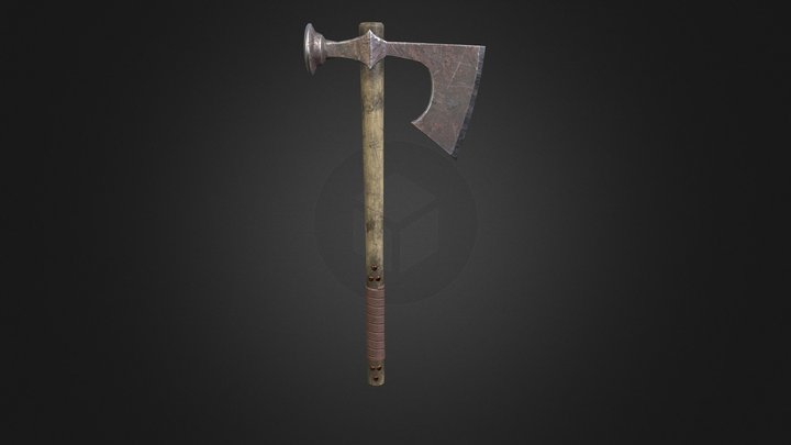 Medieval one-handed viking axe 1 3D Model