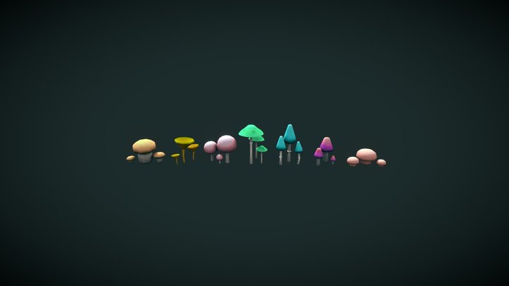stylized mushrooms 3D Model