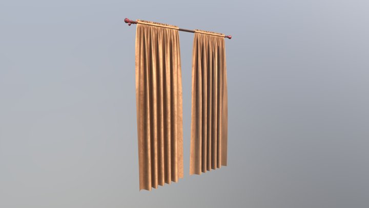 №605 Curtain  3D low poly model for VR-projects 3D Model