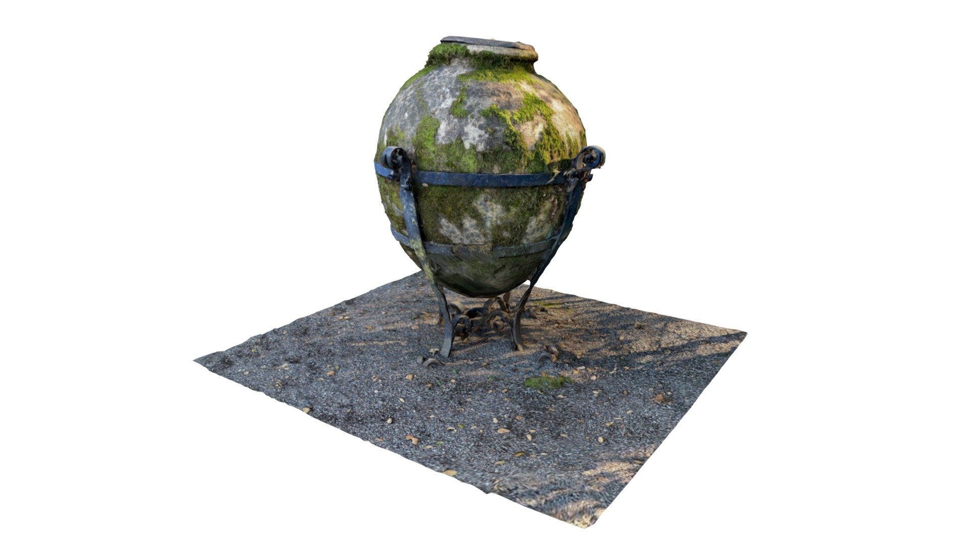 Moss Covered Concrete Vase - Polycam Photo Mode