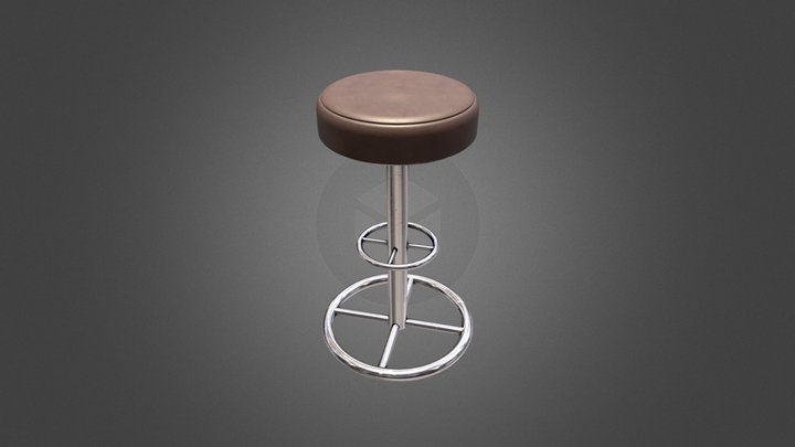 Still Leged Stool Model with leather sit. 3D Model