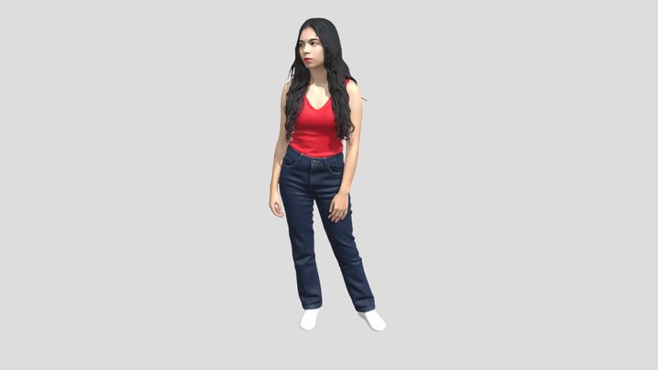 Red Tank Top And Jeans Portrait – Modello 3D gratuito STL