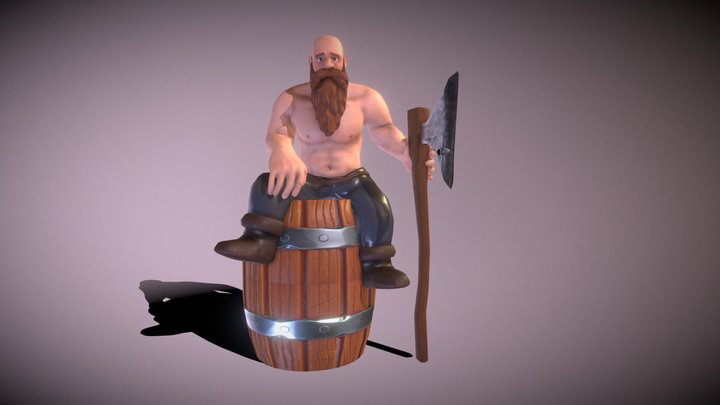 Dwarf on a barrel 3D Model