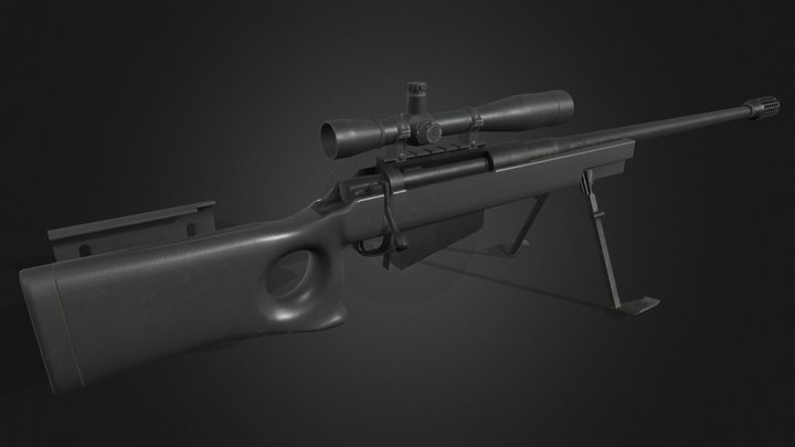 Harris/McMillan M87R + Leupold MKIV M1-16X scope 3D Model