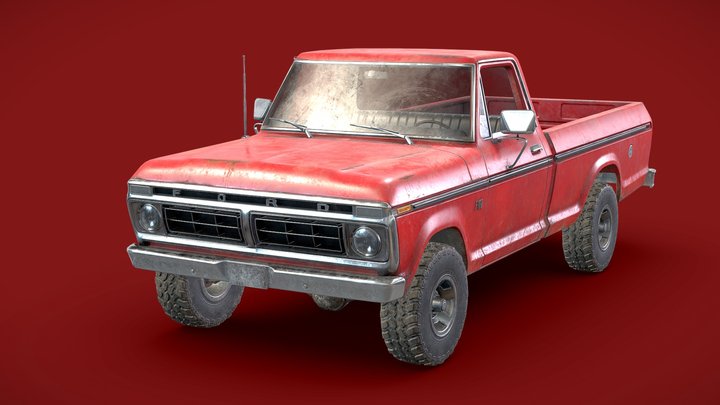 Ford F100 1976 Old Red 3D Model
