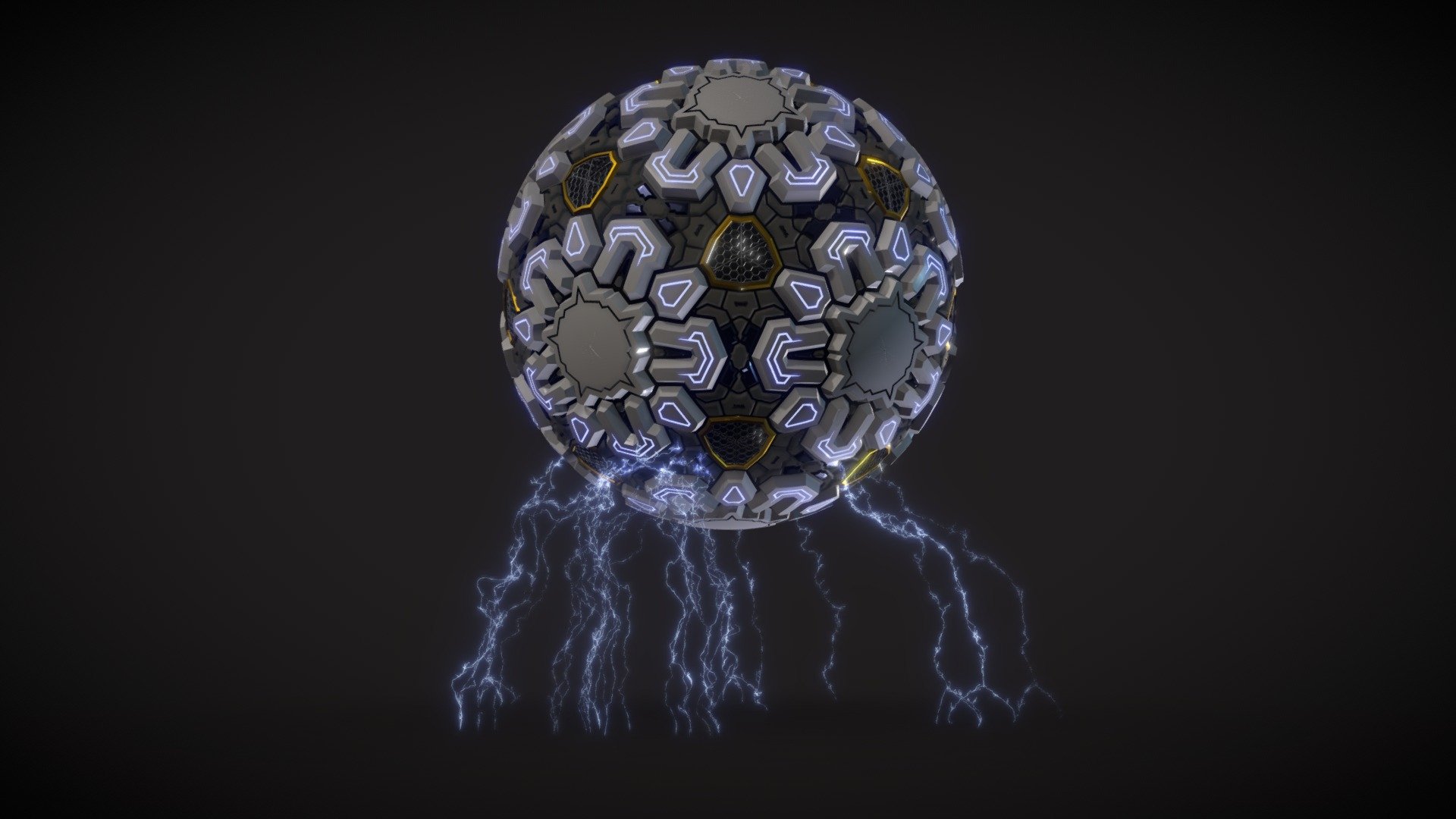Procedural Hard Surface Sphere Download Free 3D model by 0x384c0