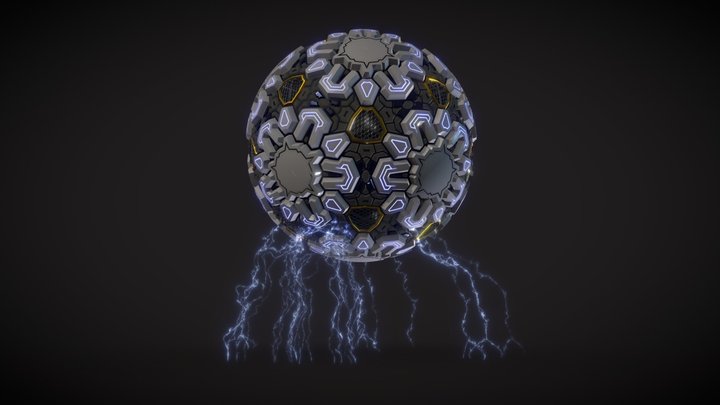 Procedural Hard Surface Sphere 3D Model