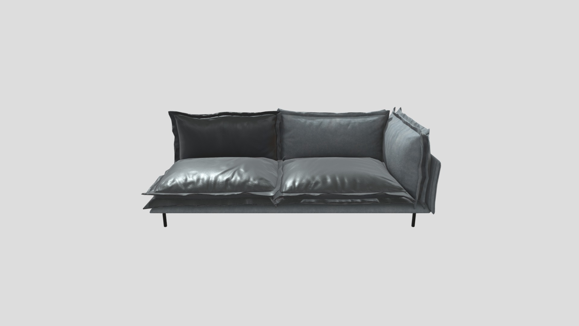 3D model Leather Mix Sofa - This is a 3D model of the Leather Mix Sofa. The 3D model is about a black and grey bed.