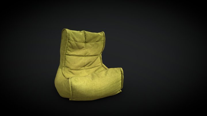 Bean bag green chair #3 3D Model