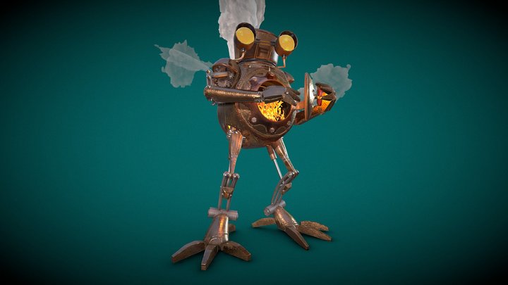 Frogy the Steampunk Robot 3D Model