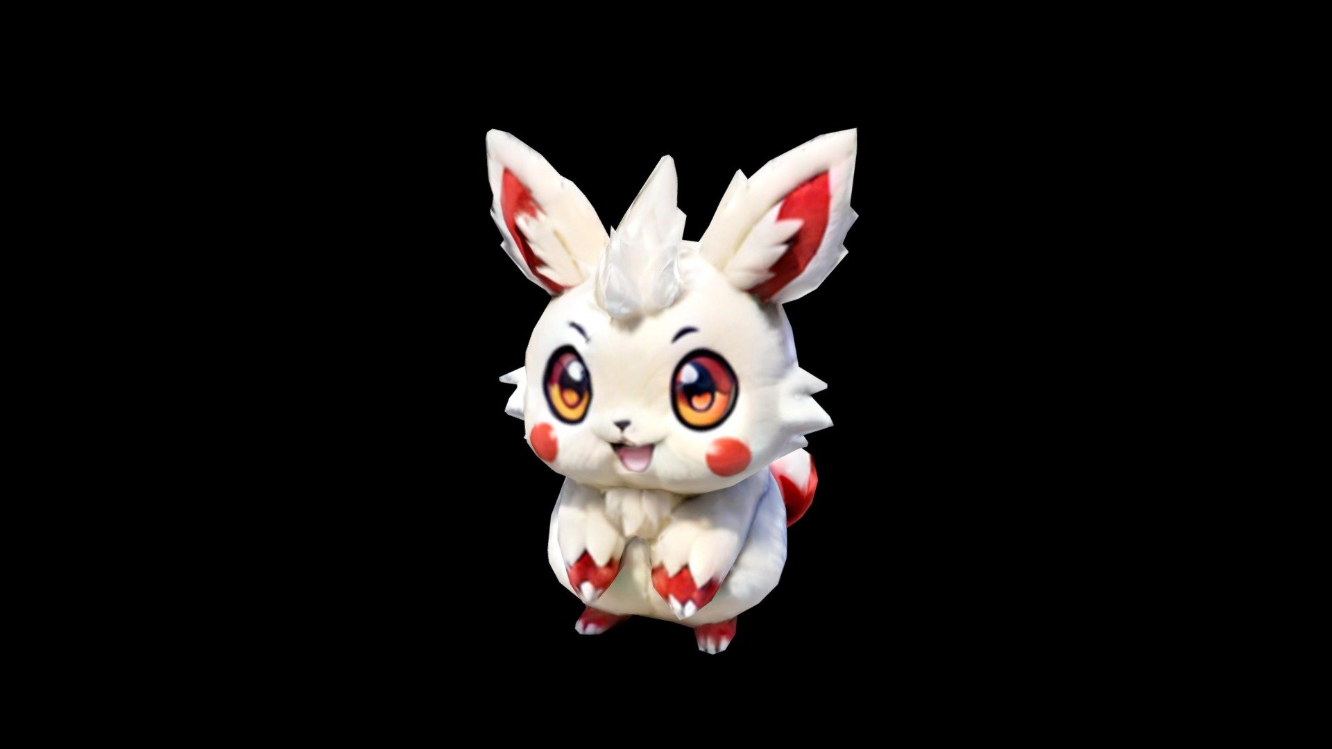 The image depicts a white and red-furred Pichu. - Download Free 3D ...